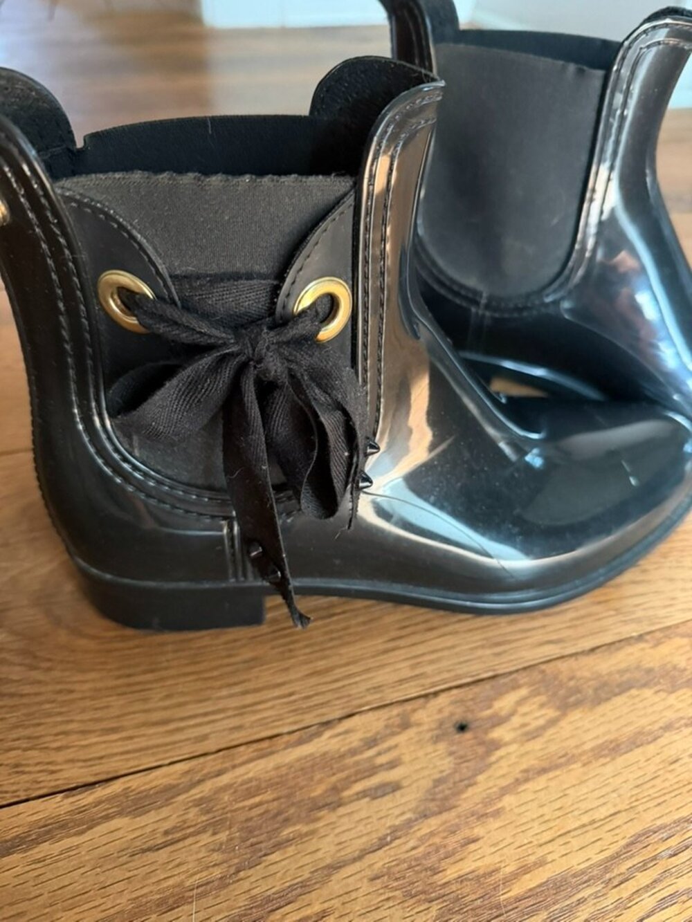 Lemon Jelly Black Ankle Rain Boots Bow Detail EU 40 / US 9